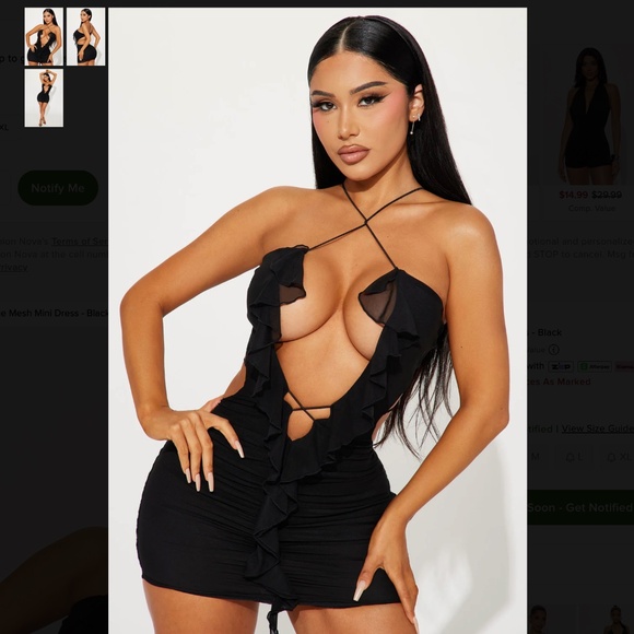 Fashion Nova Brianne Mesh Mini Dress - Black - Picture 1 of 2